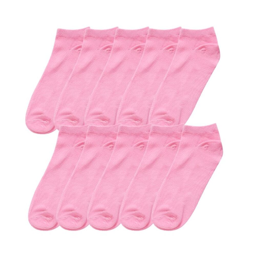 Athletic Low Cut Ankle Socks-Stretch Cuffs Soft 10 Pairs Pink